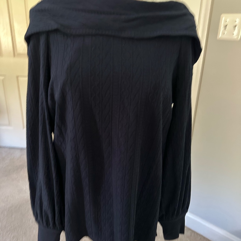 Anthropologie Black Cable Knit Top